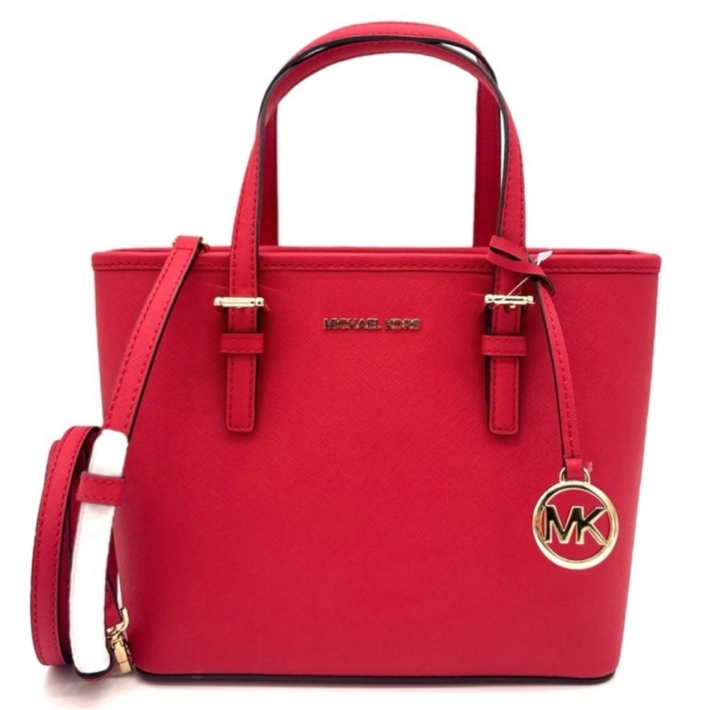 Michael Kors Jet Set Travel Extra-Small Top Zip Tote Bag Red